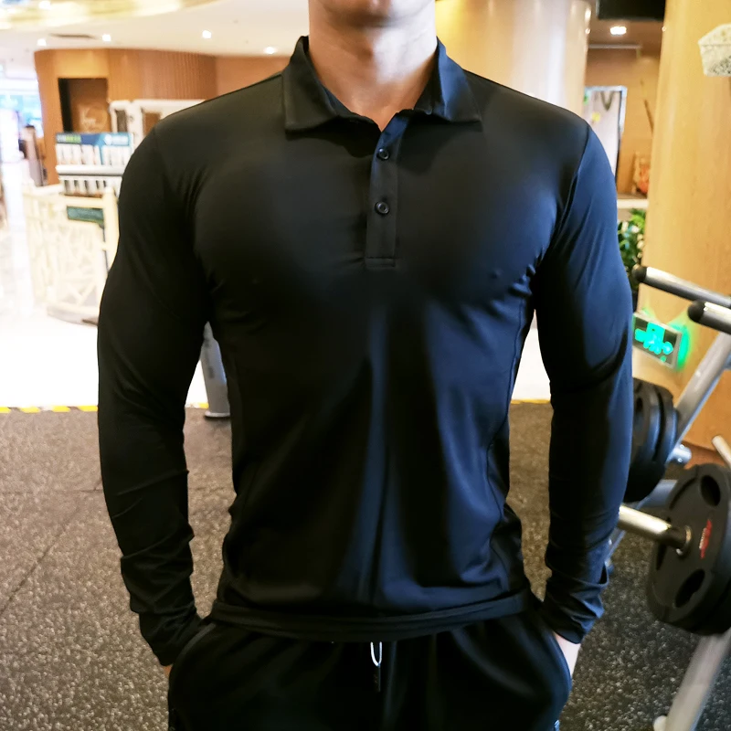 Running Gear Long Sleeve - Erkekler sıkıştırma spor T-Shirt uzun kollu