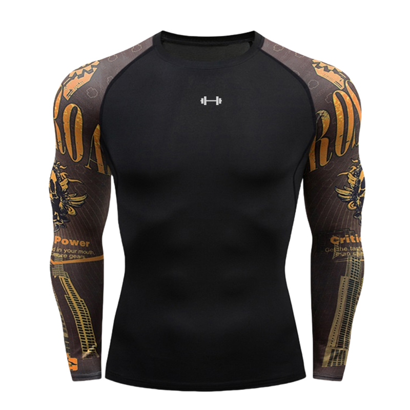 Running Gear Long Sleeve - Spor salonu sıkıştırma kuru Fit erkek
